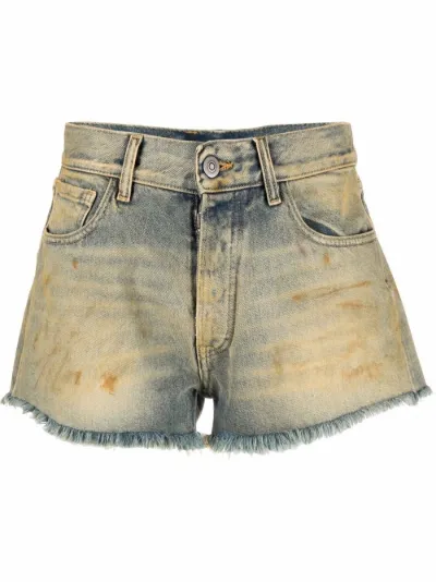 dirt-effect denim shorts | Maison 