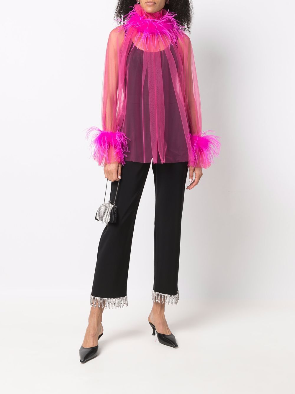 фото Styland прозрачная блузка с перьями