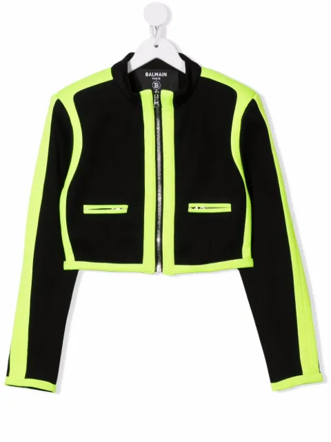 Balmain Kids جاكيت قصير بأطراف متباينة