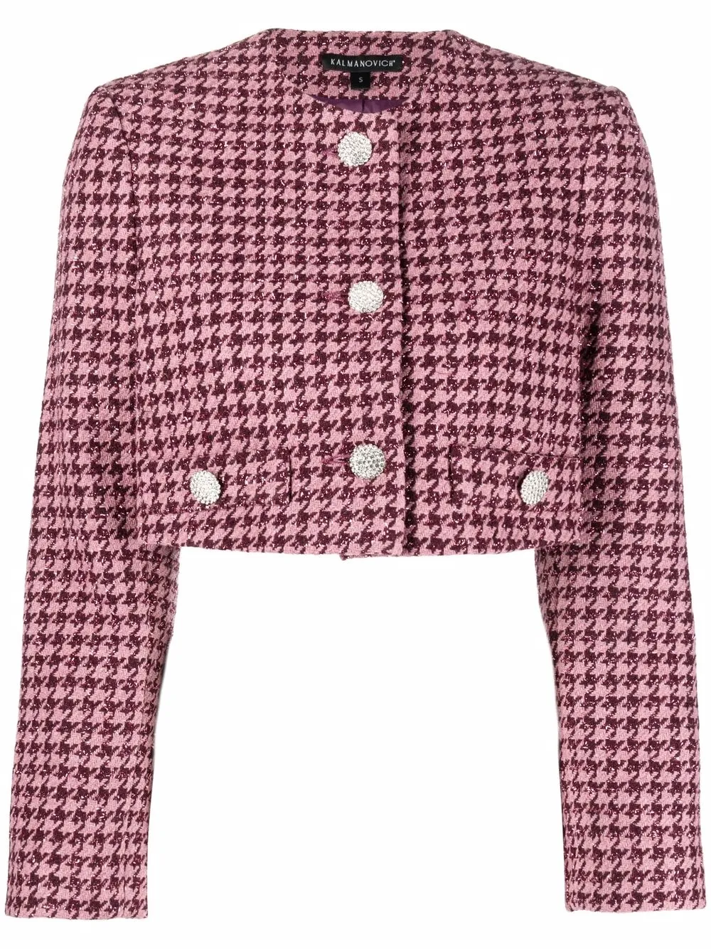 Kalmanovich check-pattern cropped jacket – Purple