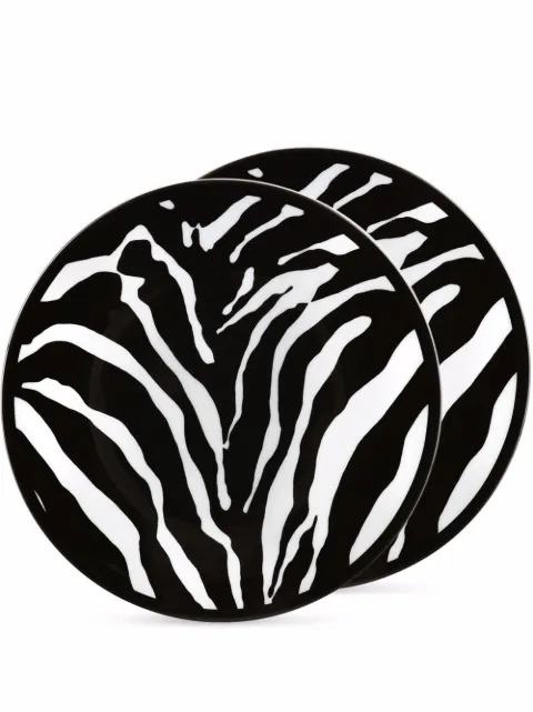 Dolce & Gabbana zebra-print porcelain dessert plates (set of 2)