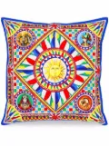 Dolce & Gabbana small Carretto-print square canvas cushion - White