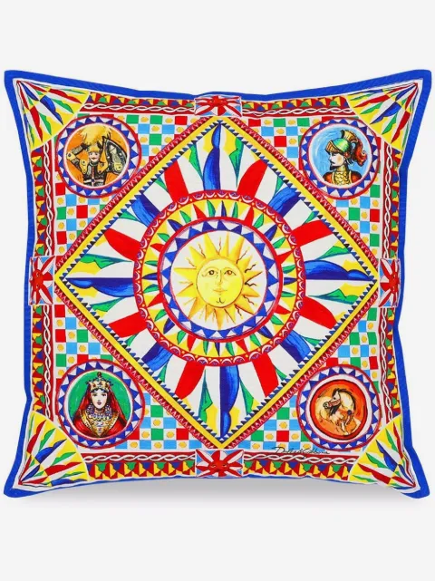 Dolce & Gabbana small Carretto-print square canvas cushion