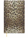Dolce & Gabbana small leopard-print leather ruled notebook - Yellow
