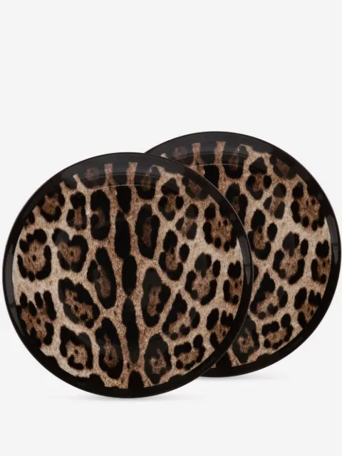 Dolce & Gabbana Zwei Teller mit Leoparden-Print