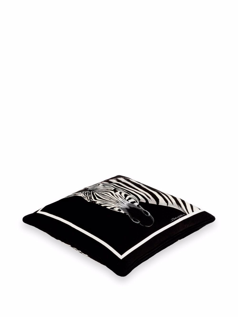 Shop Dolce & Gabbana Small Zebra-print Velvet Cushion In Black