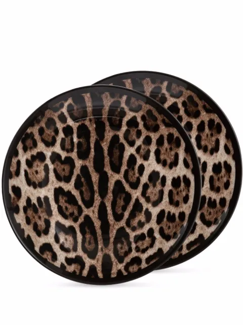 Dolce & Gabbana leopard-print porcelain dessert plates (set of 2)