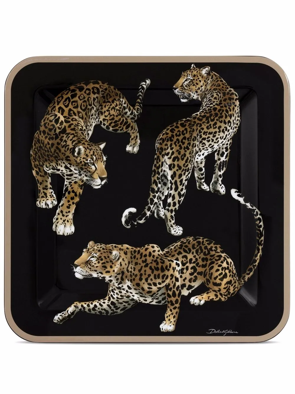Dolce & Gabbana bandeja con motivo de leopardo - Negro