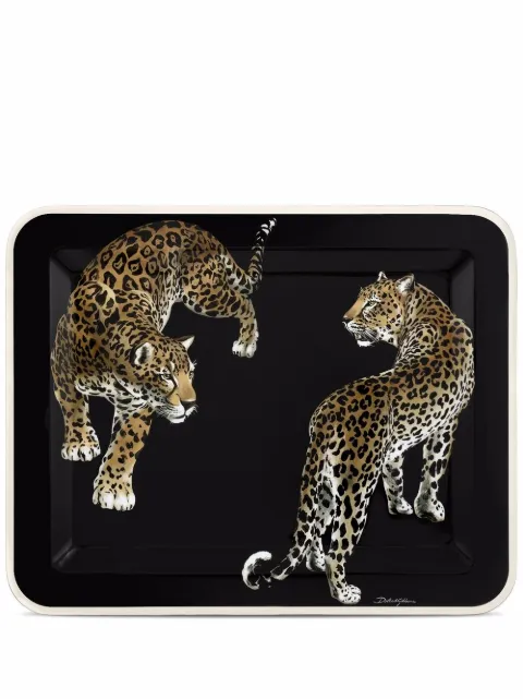 Dolce & Gabbana medium leopard-print wood tray