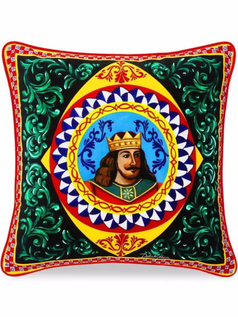 Dolce & Gabbana small Carretto-print velvet cushion