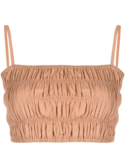 Faithfull the Brand Liya smocked-detail cropped top