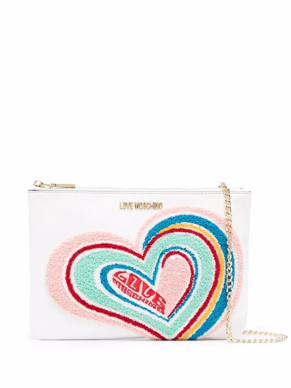 

Love Moschino bolsa de mano con logo afelpado - Blanco