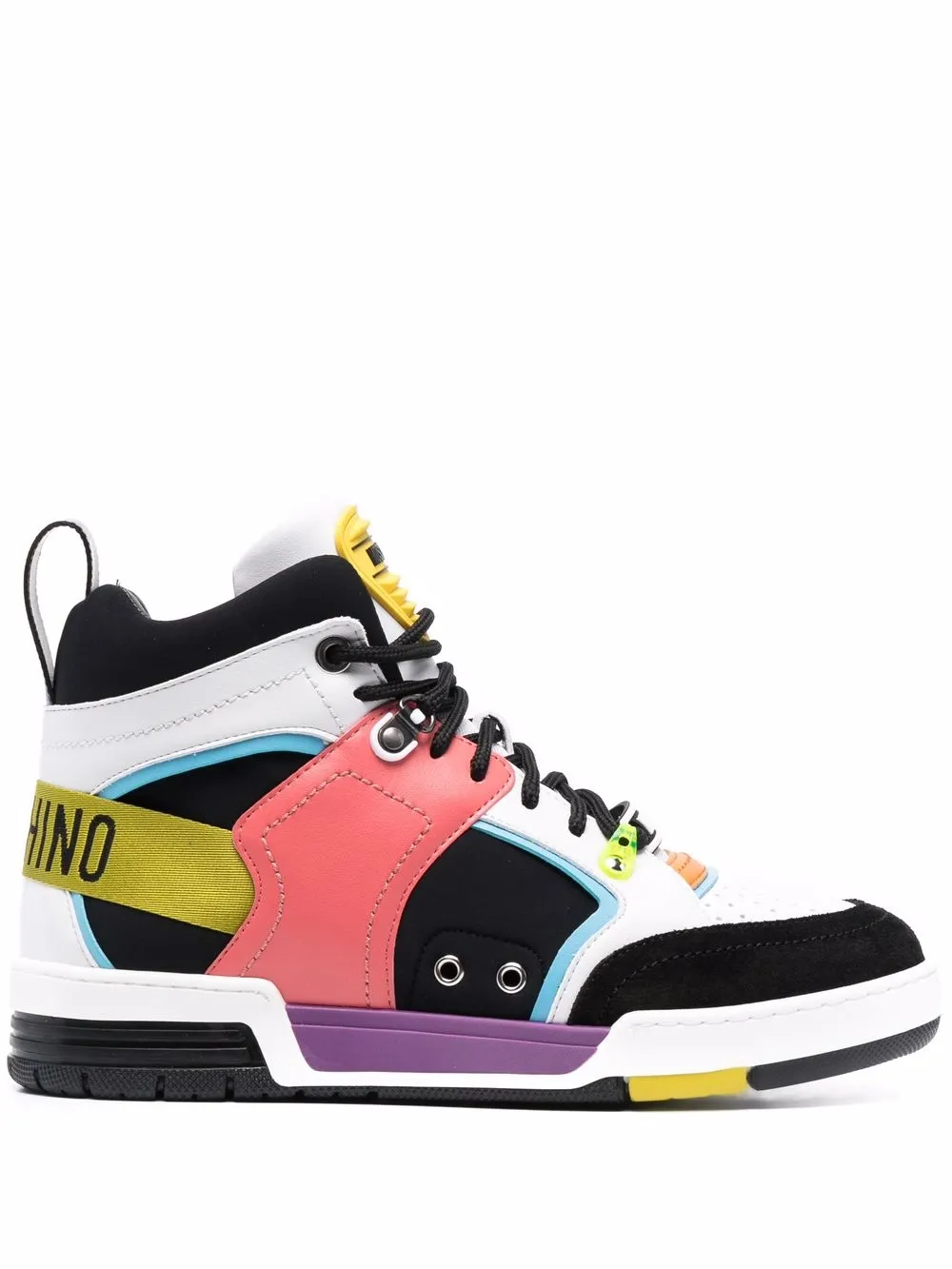 

Moschino tenis altos con diseño color block - Negro