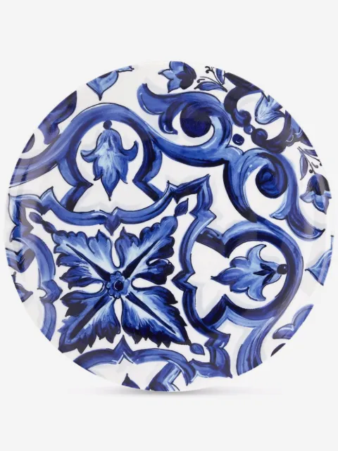 Dolce & Gabbana set de deux assiettes à imprimé Blu Mediterraneo