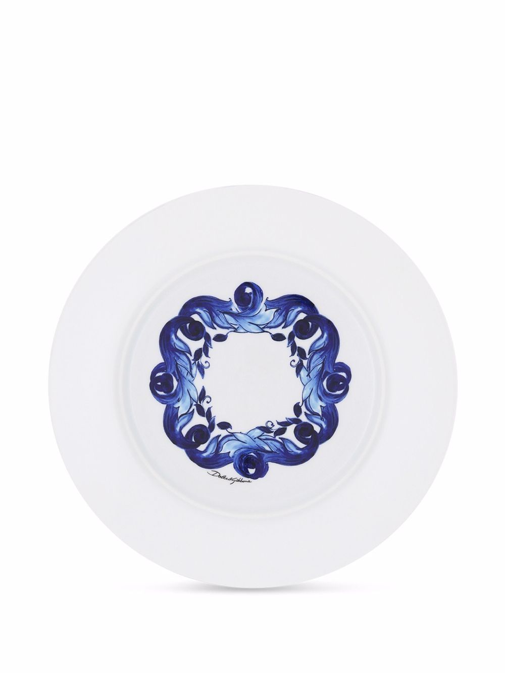 Shop Dolce & Gabbana Blu Mediterraneo-print Porcelain Dinner Plates (set Of 2) In White