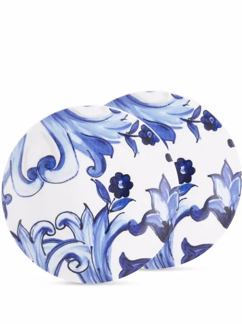 Dolce & Gabbana Blu Mediterraneo-print porcelain bread plates (set of 2)