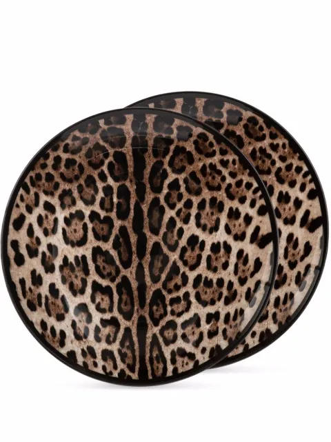 Dolce & Gabbana leopard-print porcelain dinner plates (set of 2)