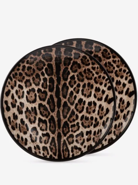 Dolce & Gabbana juego de dos platos con estampado de leopardo