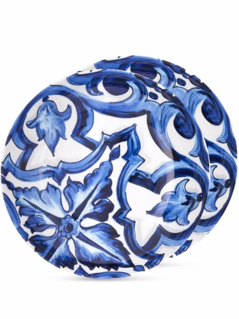 Dolce & Gabbana lot de deux assiettes à dessert Blu Mediterraneo en porcelaine
