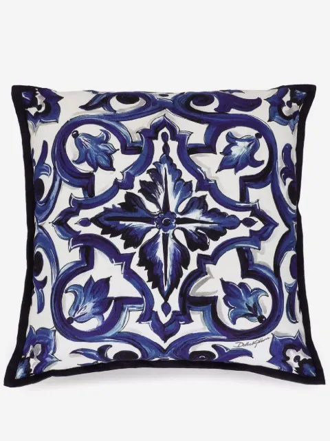 Dolce & Gabbana small Blu Mediterraneo-print canvas cushion