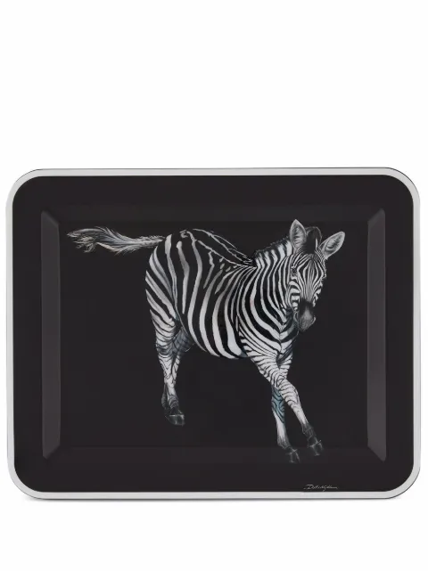 Dolce & Gabbana medium zebra-print wood tray