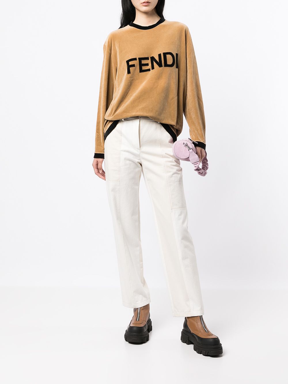 Fendi Pre-Owned 1990s sweater met logopatch - Bruin