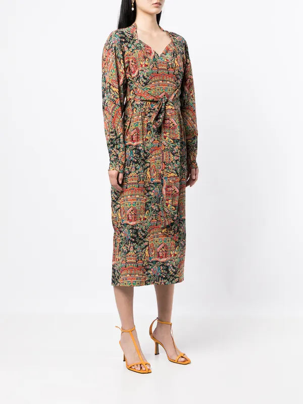 graphic-print Silk Midi Dress - Farfetch