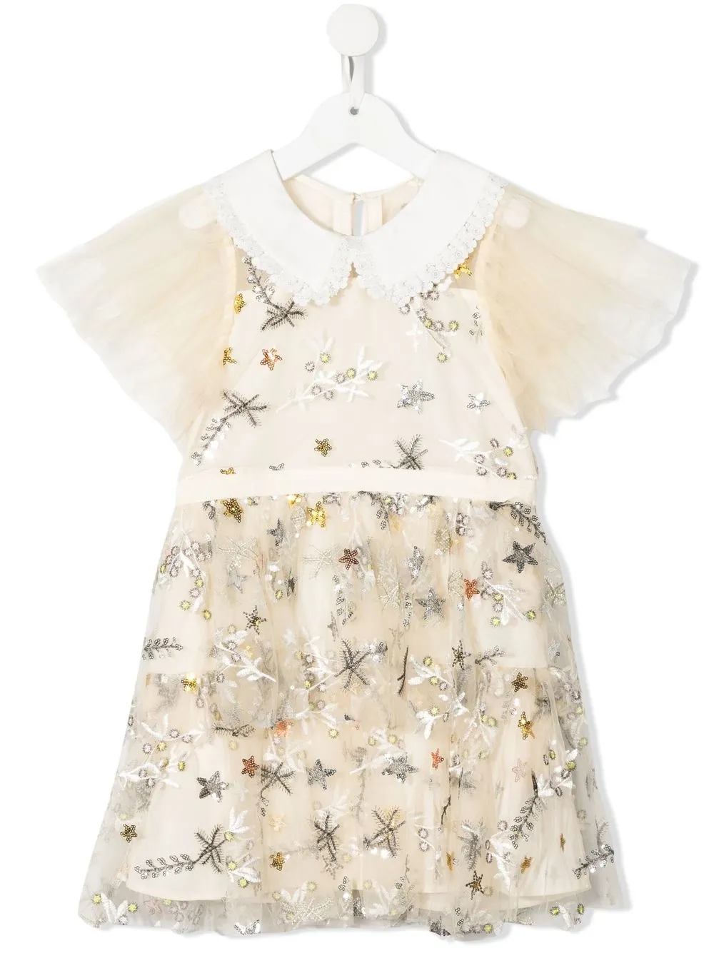 

Self-Portrait Kids vestido midi con detalles florales - Neutro