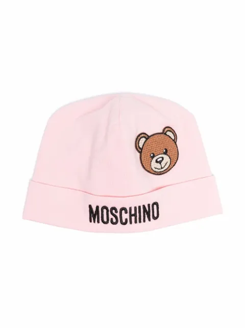 Moschino Kids طاقية منسوجة مطرزة بشعار الماركة