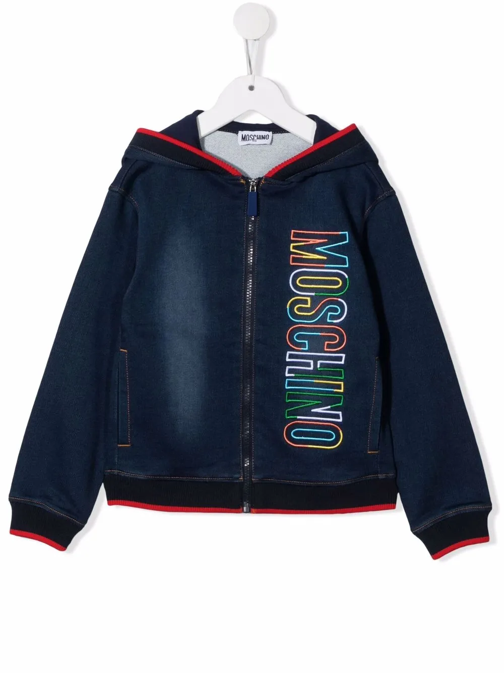 

Moschino Kids chamarra de mezclilla con capucha - Azul