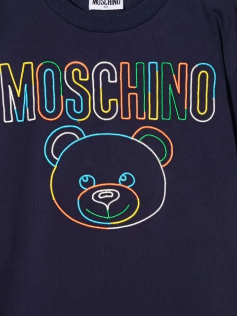 moschino kids logo刺绣t恤