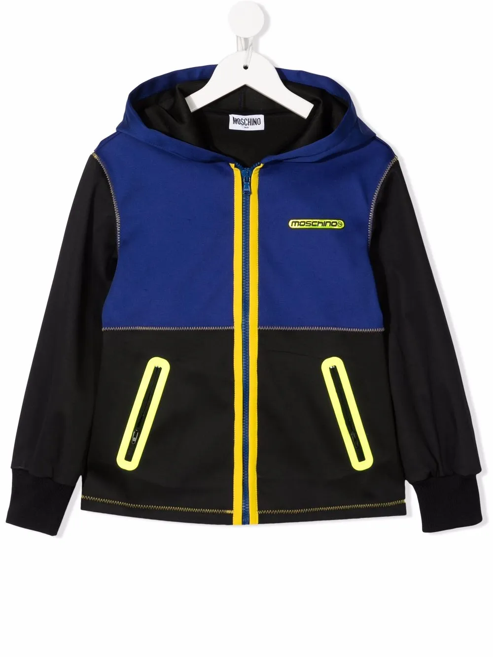 

Moschino Kids colour-block hooded jacket - Blue