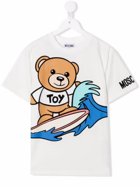 Moschino Kids surfing teddy logo T-shirt