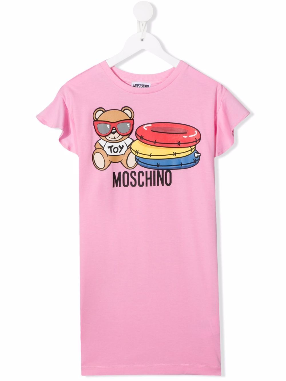 

Moschino Kids vestido camisero con logo estampado - Rosado