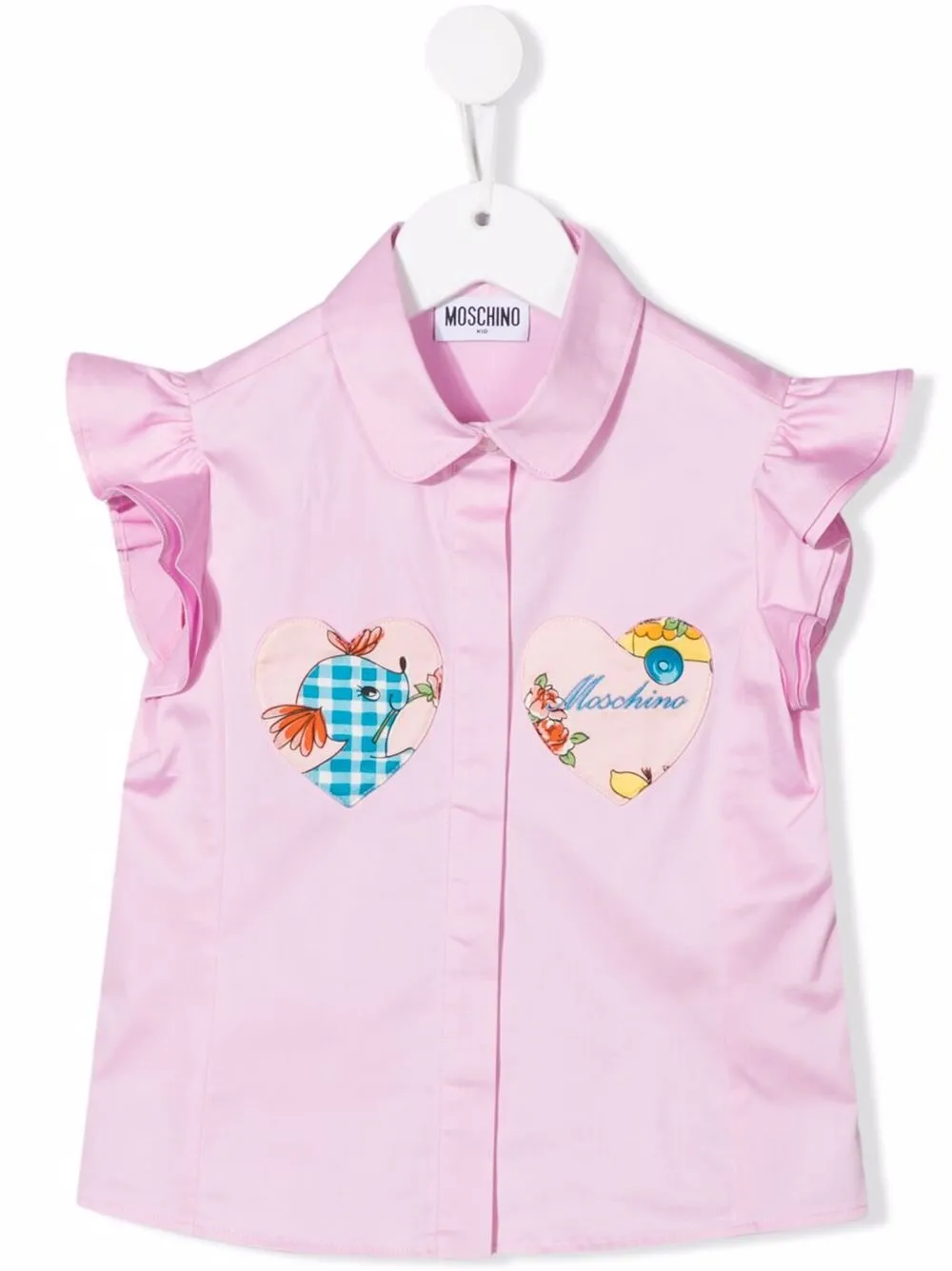 

Moschino Kids camisa con parches de corazones - Rosado