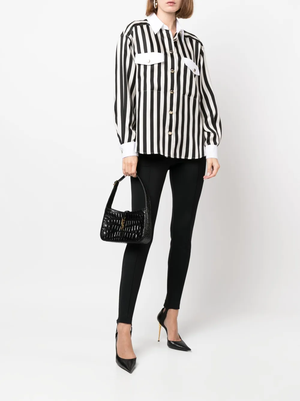 Saint Laurent Gestreepte blouse - Zwart