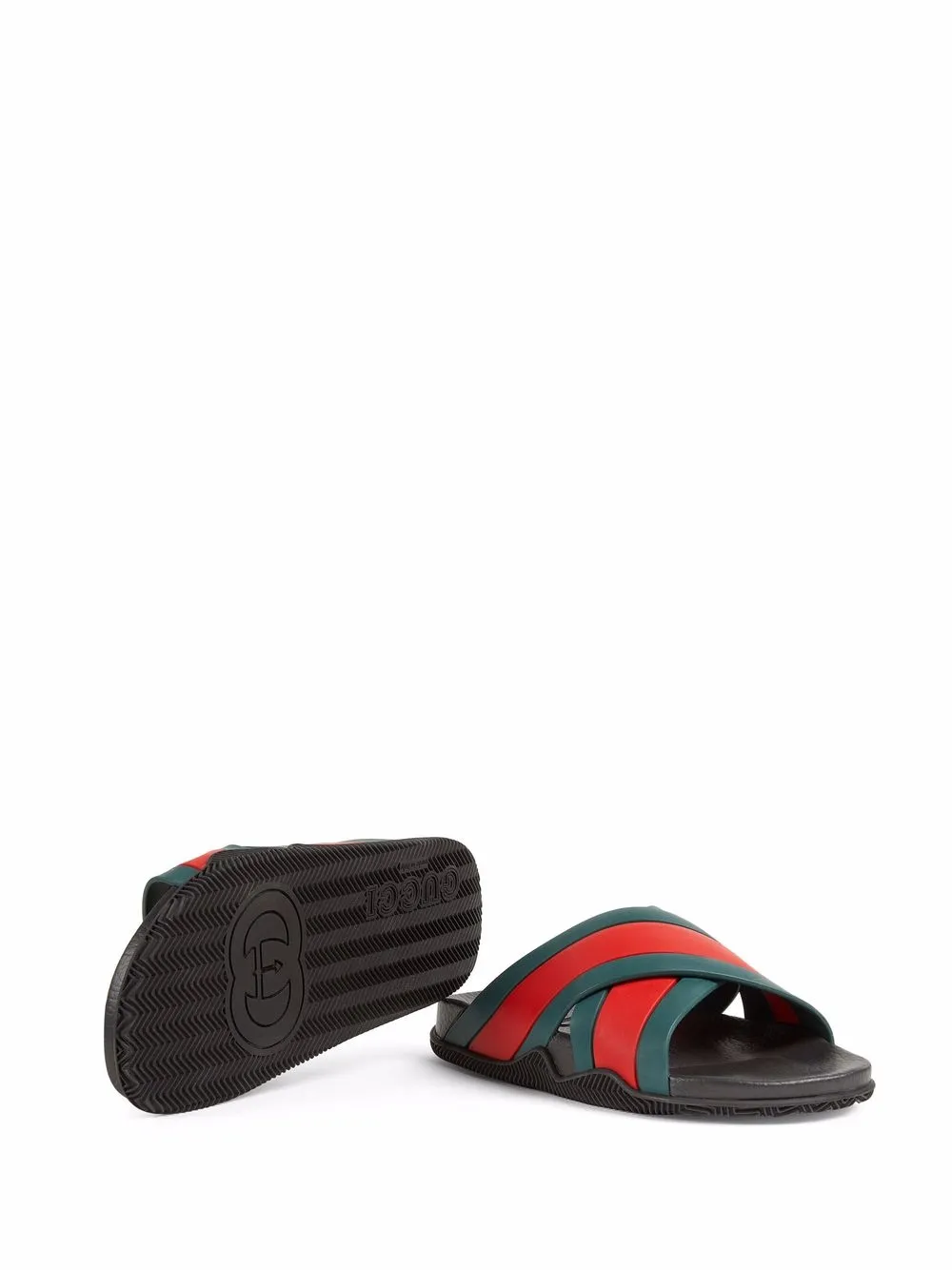 Shop Gucci Web Slide Sandals In Red