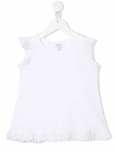 POLO RALPH LAUREN KIDS floral-lace detail T-shirt