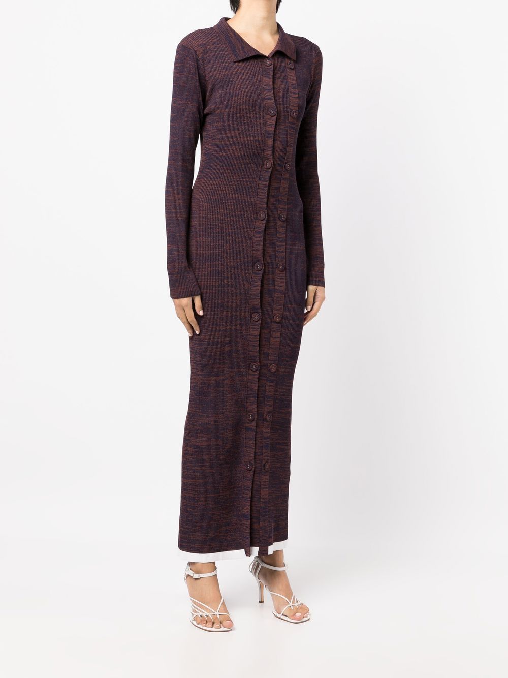 Shop Christopher Esber Double-button Knitted Dress In Brown
