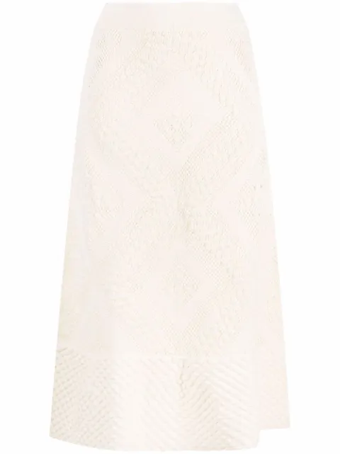 Jil Sander open-knit patterned midi skirt