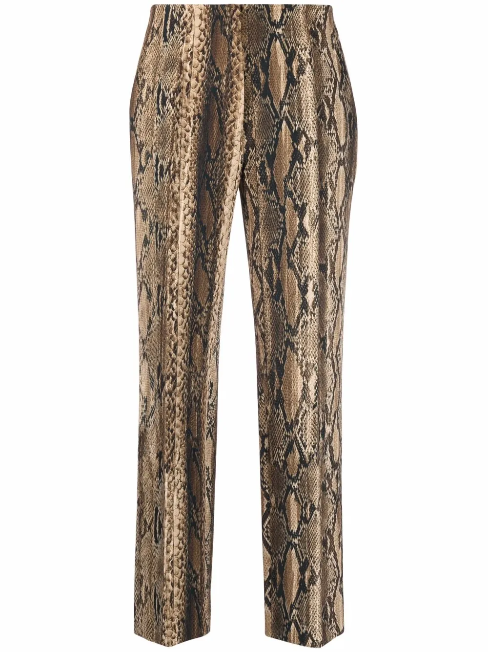 snakeskin effect straight trousers