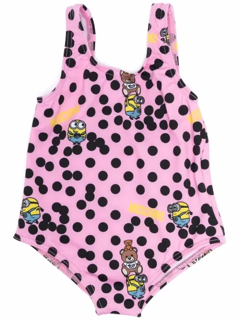 Moschino Kids مايوه بطبعة شعار الماركة ورقبة مفتوحة