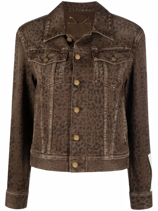 Women's denim jacket with animal print