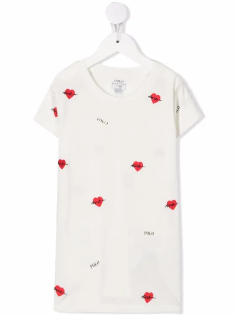 POLO RALPH LAUREN KIDS cotton embroidered-heart T-shirt