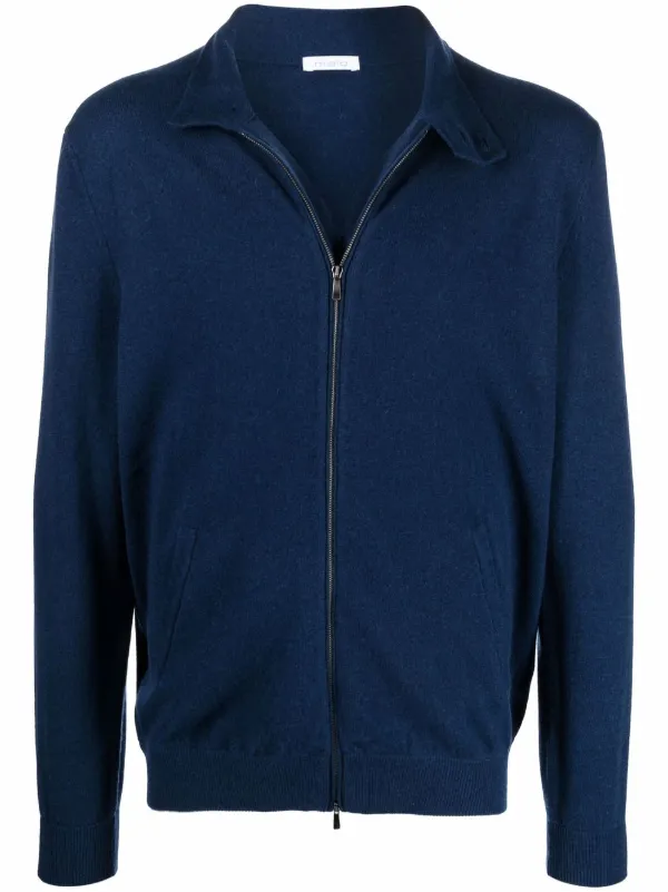 Malo Zip-Up Cashmere Cardigan - Blue