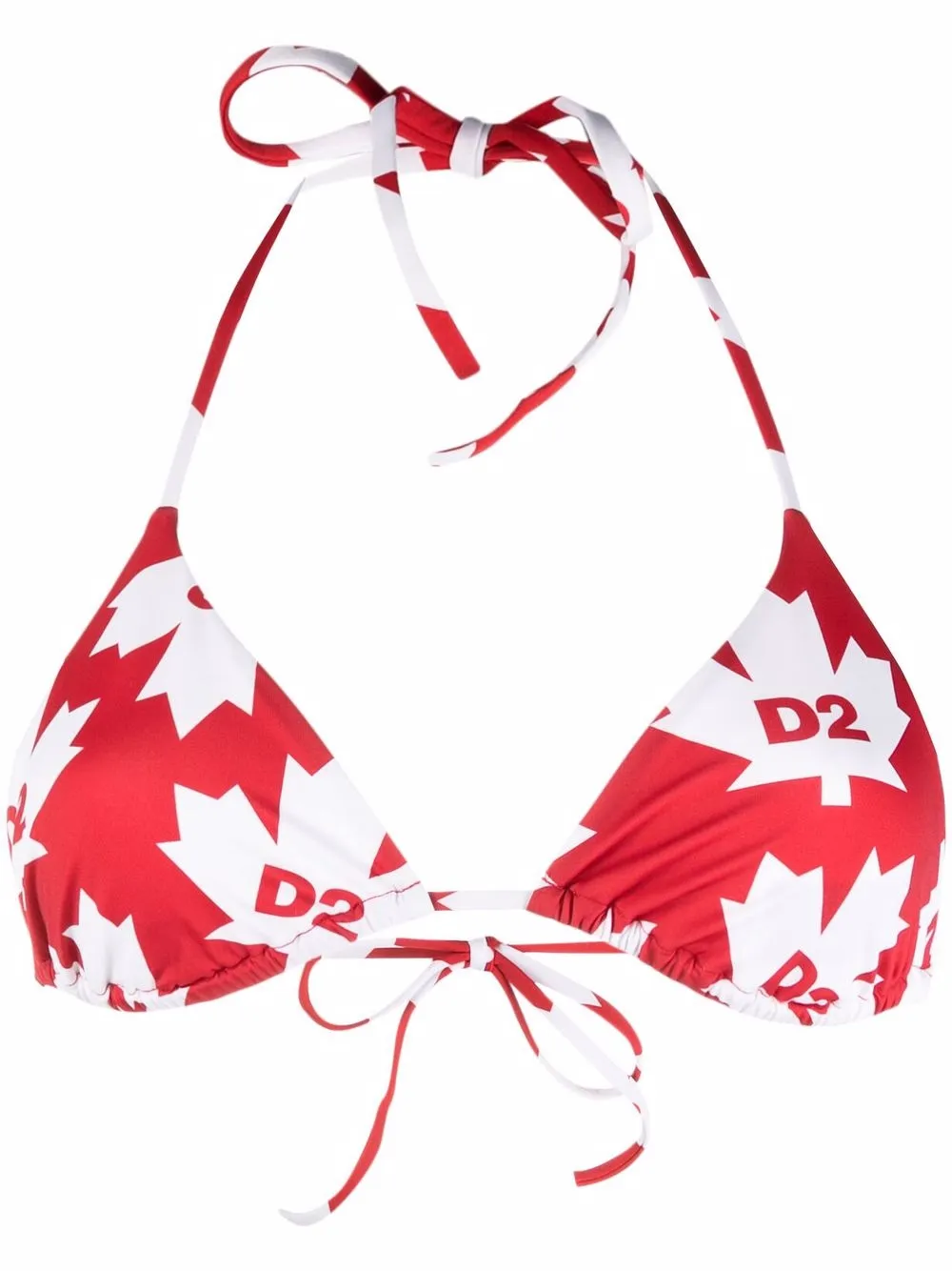 

Dsquared2 top de bikini con hojas de arce estampadas - Rojo