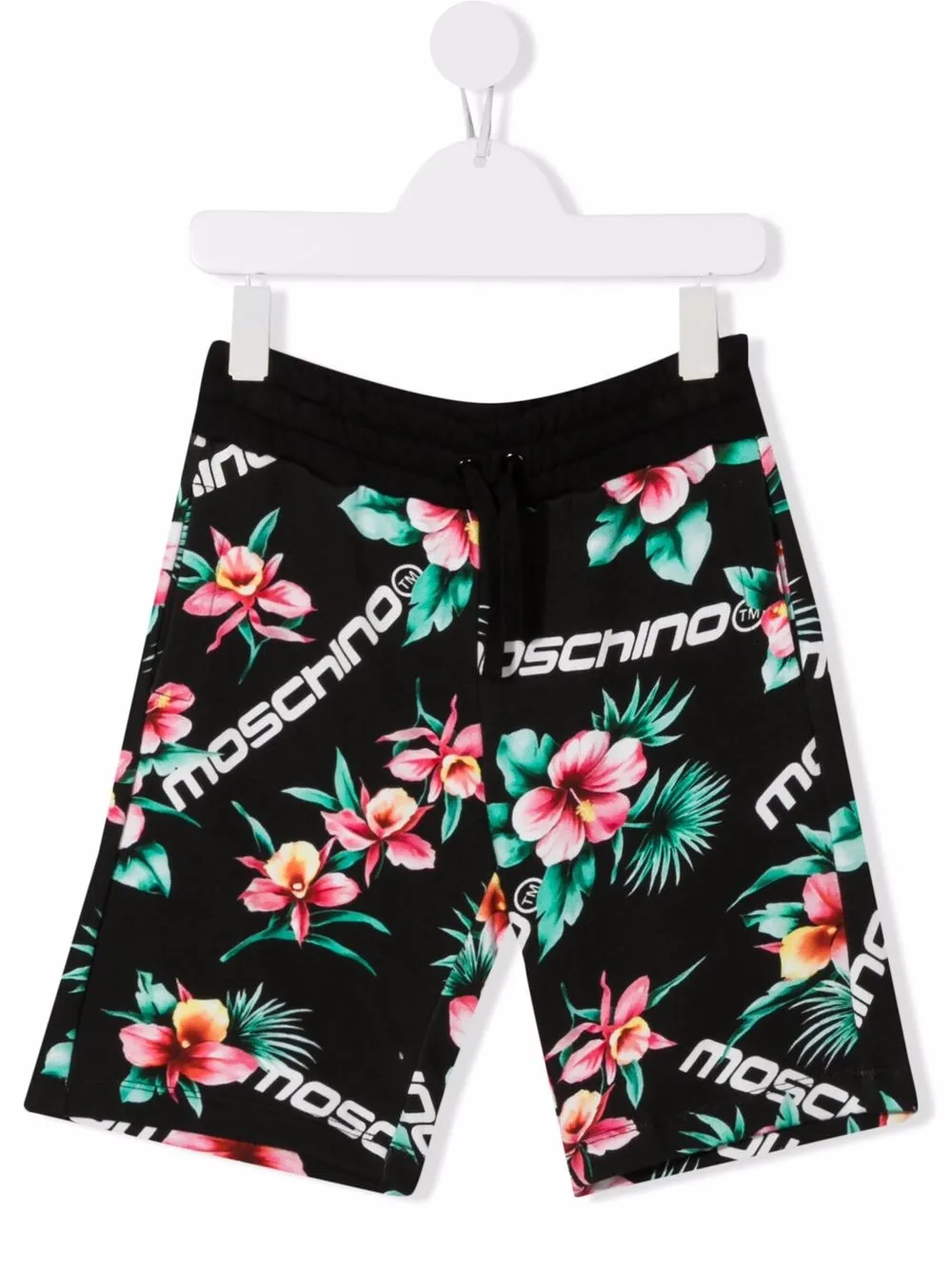 

Moschino Kids shorts deportivos con estampado floral - Negro