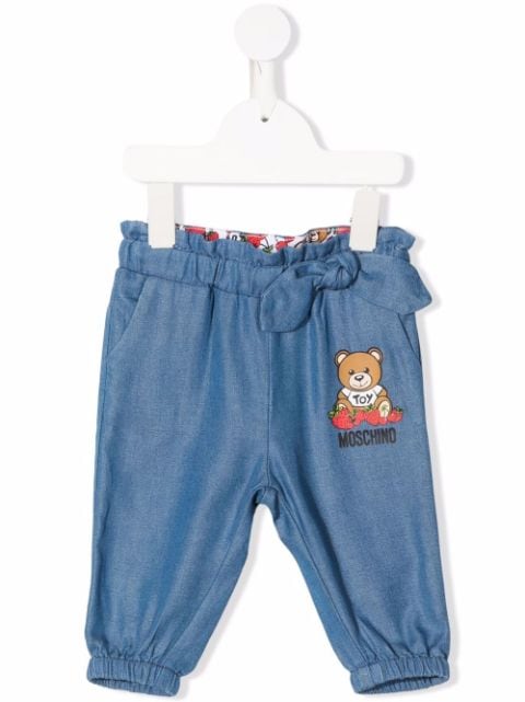 Moschino Kids Teddy Bear-print TENCEL™ trousers