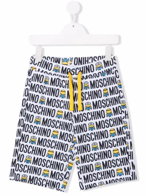 Moschino Kids Minions all-over logo print shorts