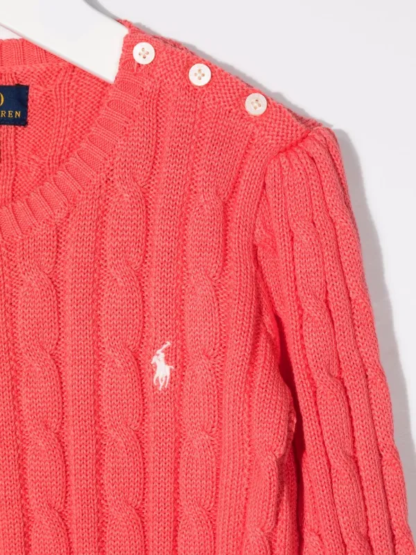 Ralph Lauren Kids Polo Pony Cable-Knit Jumper - Pink